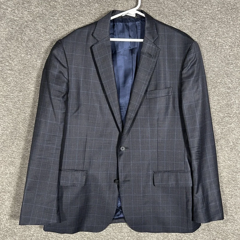 Reda Nordstrom Mens Shop Jacket Mens 44R Blue Check‎ Wool Sport Coat Made Italy